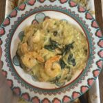 Creamy Garlic Prawn Risoni served