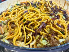 4 Ingredient Beef Teriyaki Noodles cooking