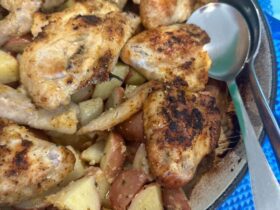 Lemon Garlic Chicken and Potatoes served