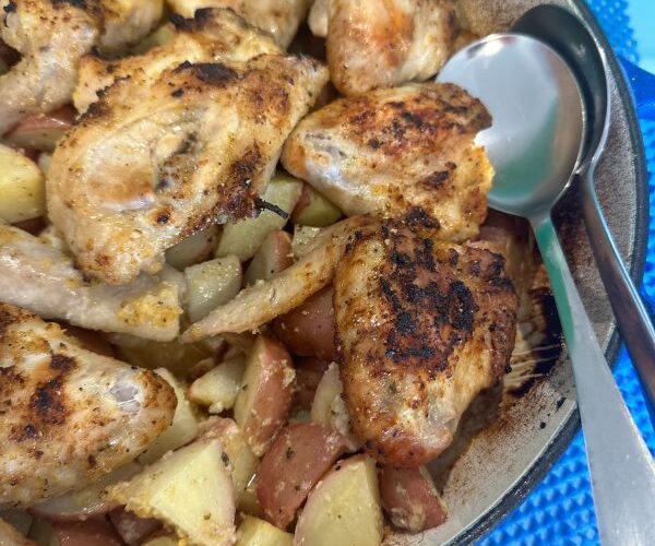 Lemon Garlic Chicken and Potatoes served