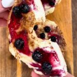 Air Fryer Blueberry Cheesecake Bagel served