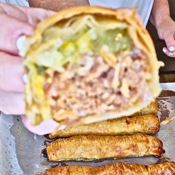 Cheeseburger sausage rolls Cheeseburger Sausage Rolls cut