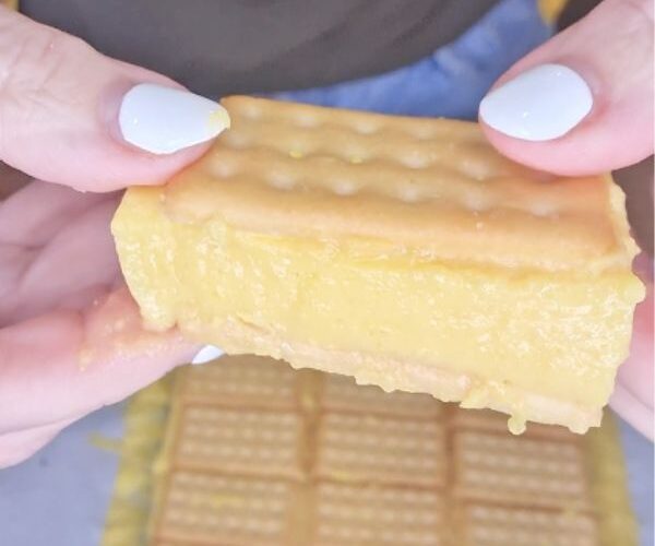 Lemon Custard Slice served