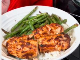 Air fryer Salmon served