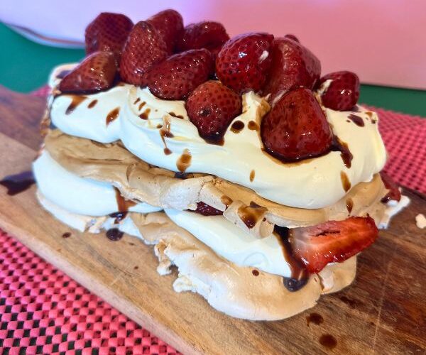 Air Fryer Pavlova served on board