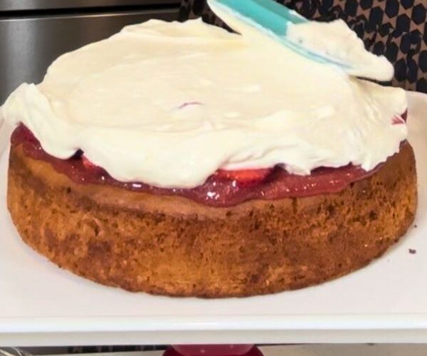 Homemade Whipped Cream on cake