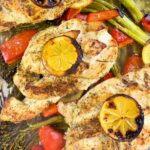 Lemon Pepper Chicken Tray Bake cooked