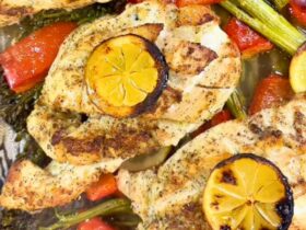 Lemon Pepper Chicken Tray Bake cooked