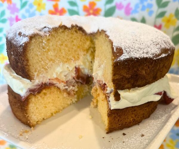 Victoria Cake on cake stand