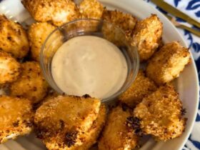 Air Fryer Buffalo Chicken Nuggets cooked