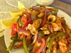 Air Fryer Fajita served on board