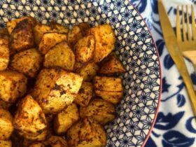 Air Fryer Roasted Potatoes served