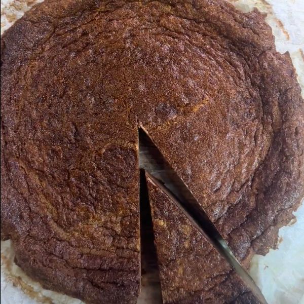 Chocolate Custard Pie cooked and sliced