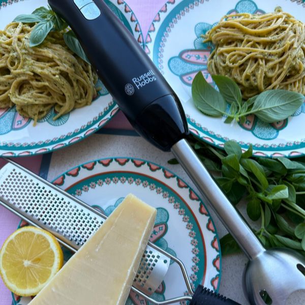 Pesto cooked with ingredients Pesto cooked with ingredients on table