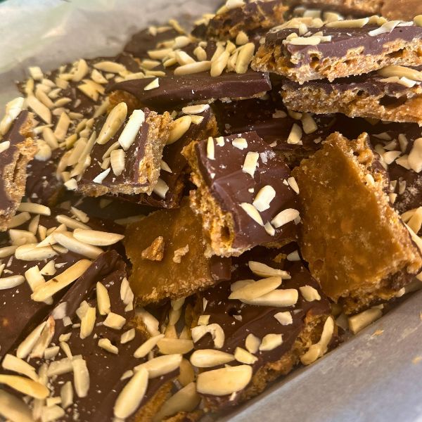 cornflake christmas crack cut and served