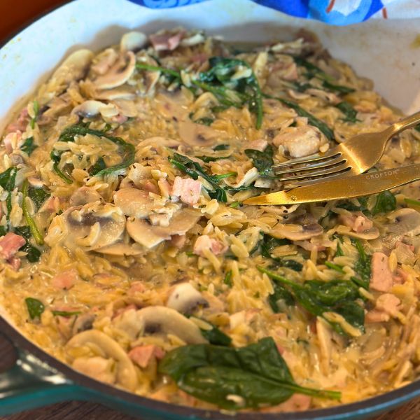 Creamy Mushroom Bacon Risoni 2 Creamy Mushroom and Bacon Risoni 2 cooked