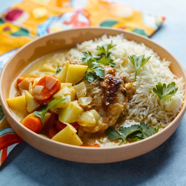 Apricot Chicken served in bowl