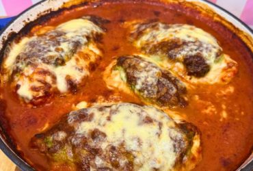 Chicken Ricotta Spinach Bake in dish