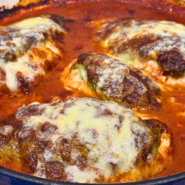 Chicken Ricotta Spinach Bake cooked Chicken Ricotta Spinach Bake cooked in dish