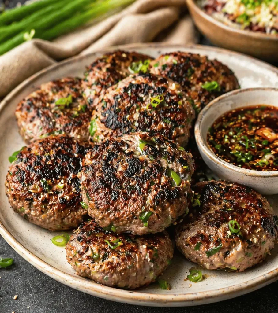 Dumpling burgers made with mince, cabbage and spring onion